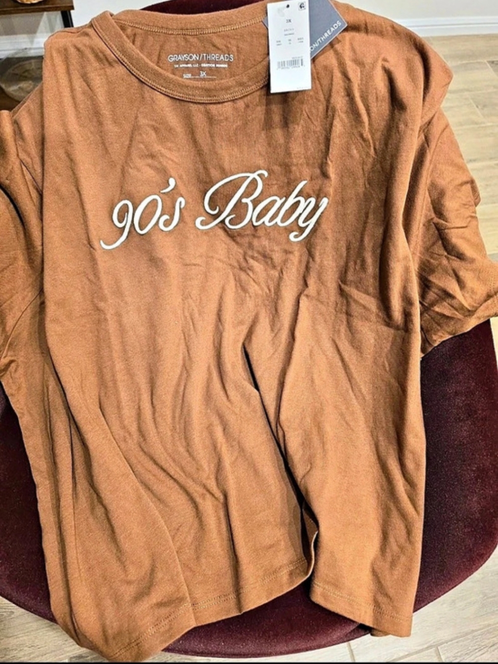 Grayson Threads 90's Baby Graphic Tee Brown & White Size 3X